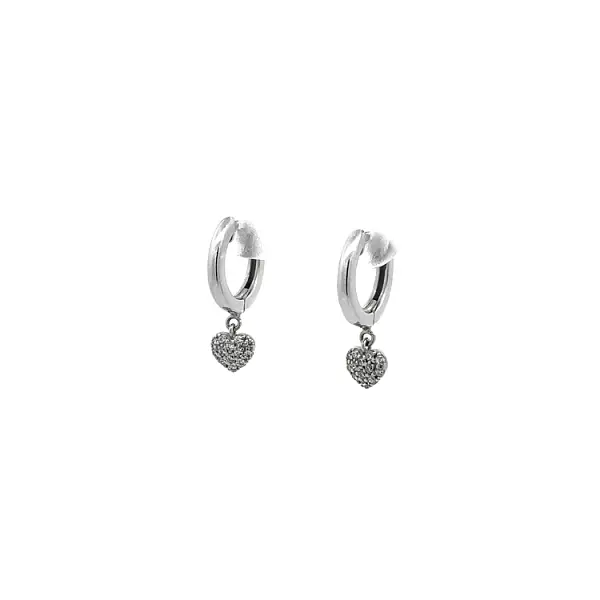 Earrings Hearts with White Gold Zircons