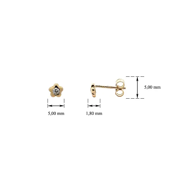 Gold Pecky Earrings with Zircones