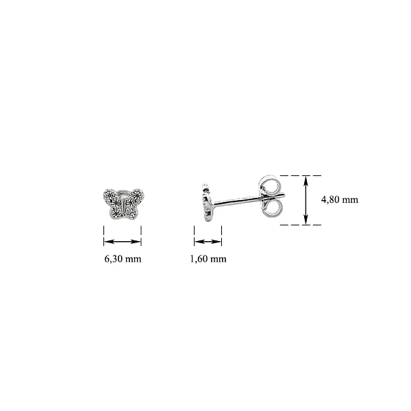 Earrings Butterflies with Zircons