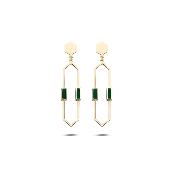 Gold Distinctive Earrings with Enamel