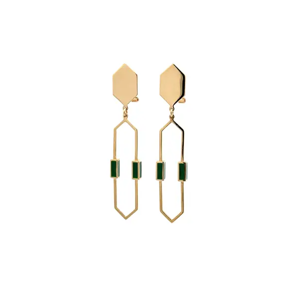 Gold Distinctive Earrings with Enamel