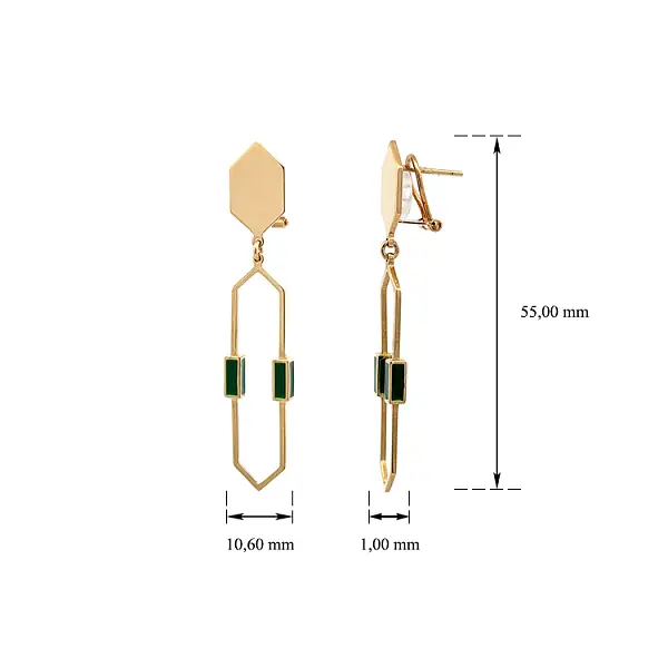 Gold Distinctive Earrings with Enamel