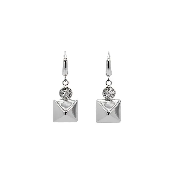 White Gold dangle earrings with Zircons