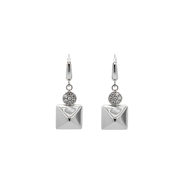 White Gold dangle earrings with Zircons