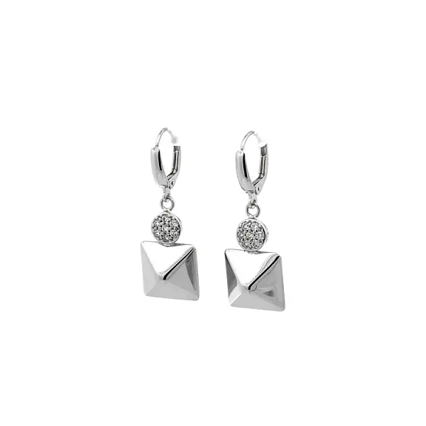 White Gold dangle earrings with Zircons