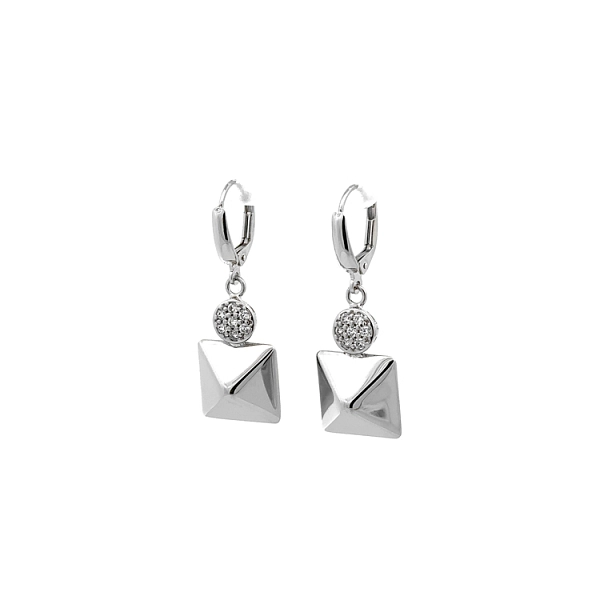 White Gold dangle earrings with Zircons
