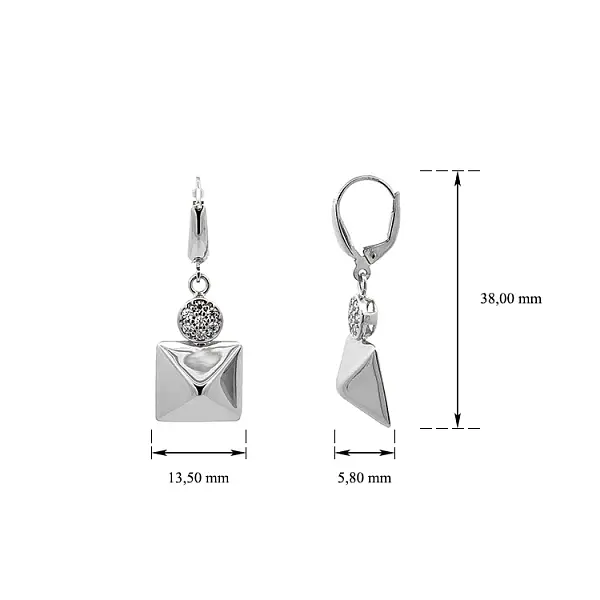 White Gold dangle earrings with Zircons