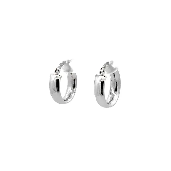 White Gold Round Earrings with Smooth Surface