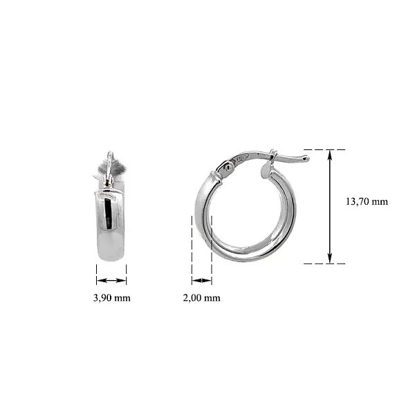 White Gold Round Earrings with Smooth Surface