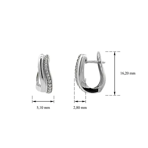 Round Earrings in White Gold Decorated with Zircons