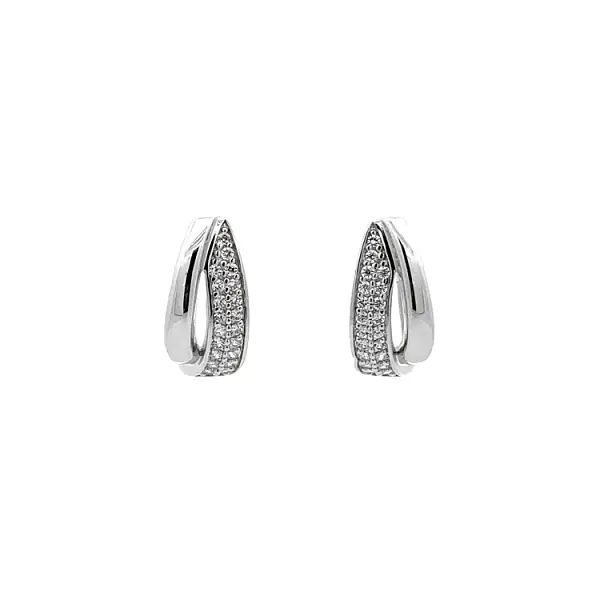 Shining Earrings - White Gold Embellished with Fine Zircons
