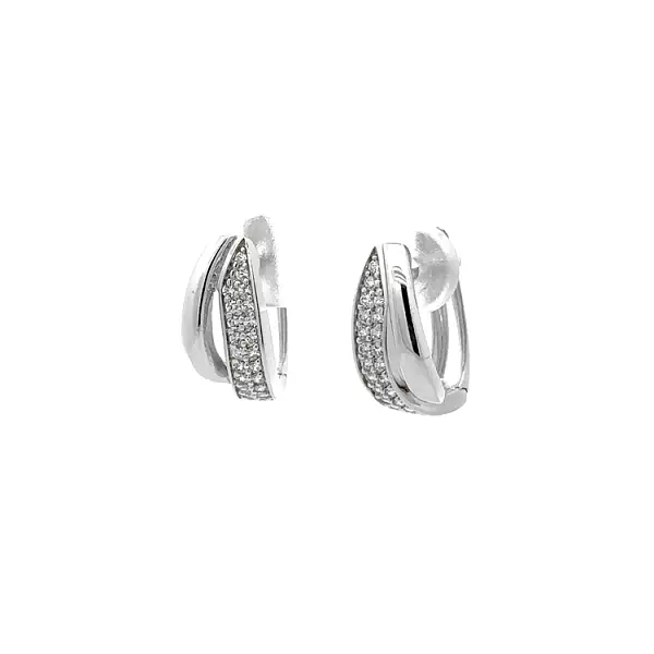 Shining Earrings - White Gold Embellished with Fine Zircons
