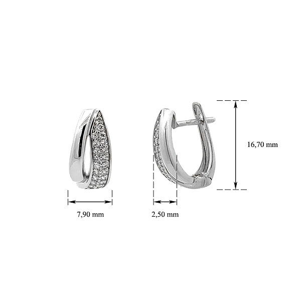 Shining Earrings - White Gold Embellished with Fine Zircons