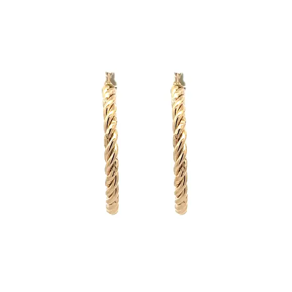 Luxury Yellow Gold Round Earrings with Twisted Design