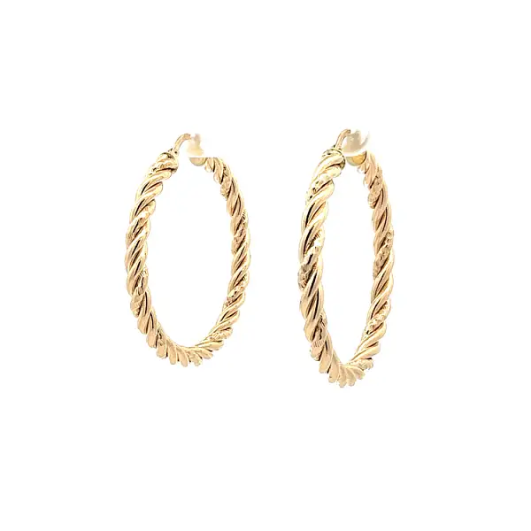 Luxury Yellow Gold Round Earrings with Twisted Design