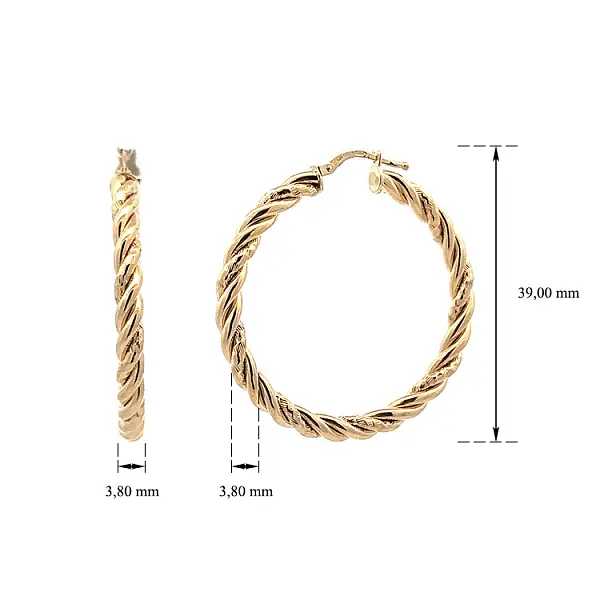 Luxury Yellow Gold Round Earrings with Twisted Design