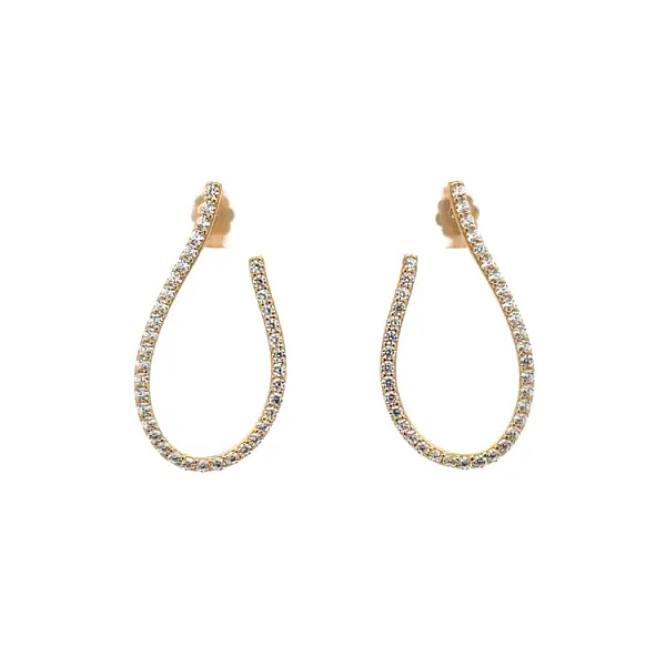 Modern Yellow Gold dangle earrings with shining zircons