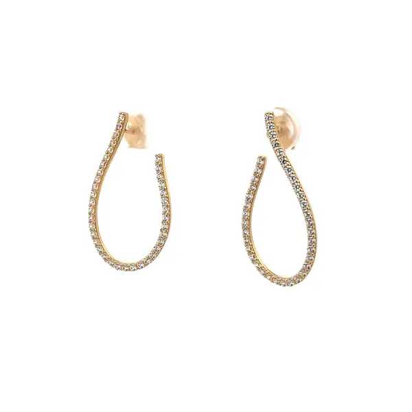 Modern Yellow Gold dangle earrings with shining zircons