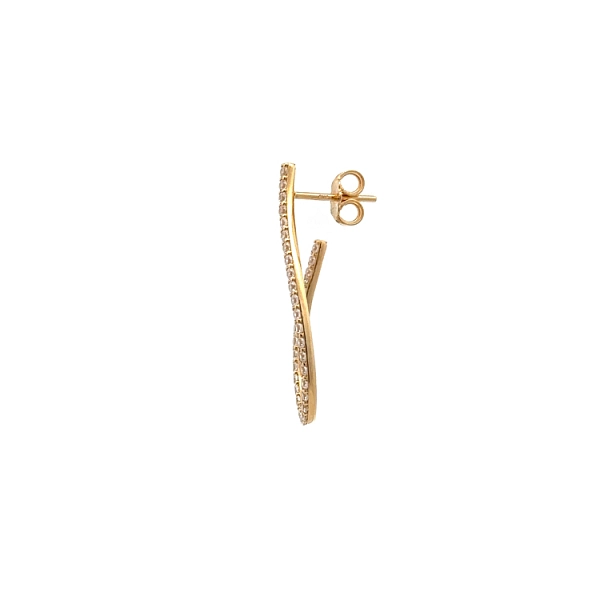 Modern Yellow Gold dangle earrings with shining zircons