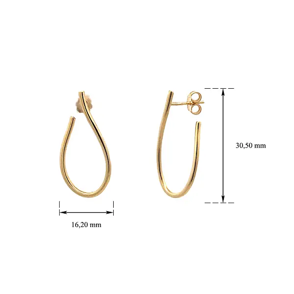 Shiny Gold Drop Earrings with Drop Design