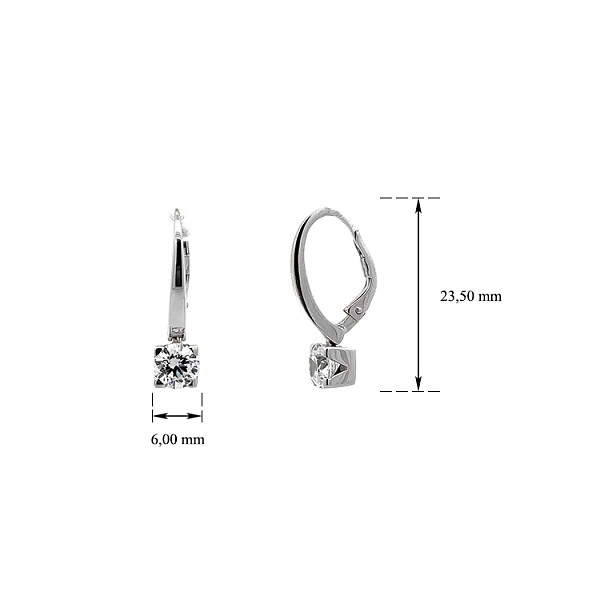 White Gold dangle earrings with sparkling zircons