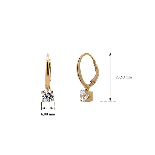 Yellow Gold Earrings with Zircones