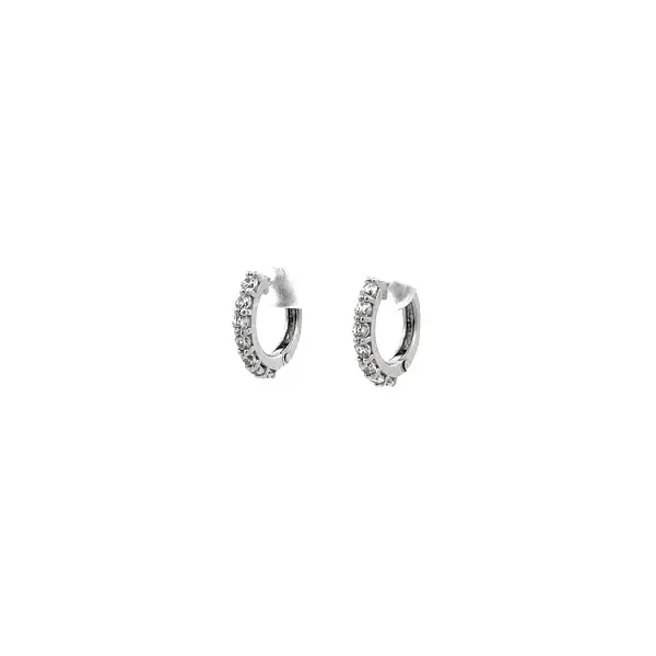 Round Earrings with White Gold Zircons