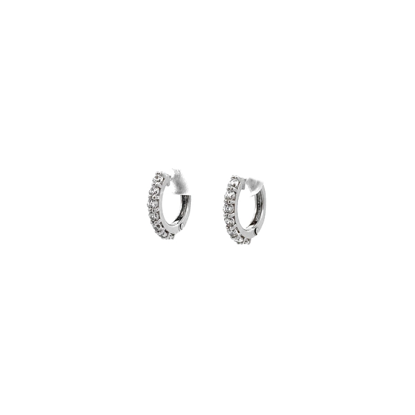 Round Earrings with White Gold Zircons