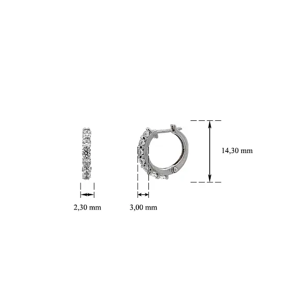 Round Earrings with White Gold Zircons