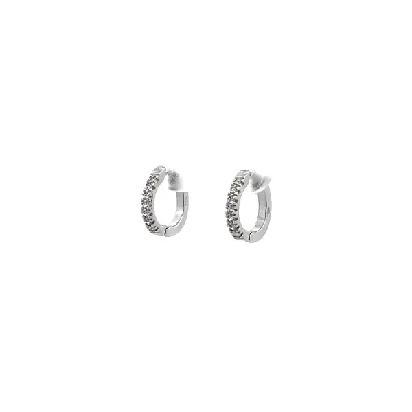 Round Earrings with White Gold Zircons