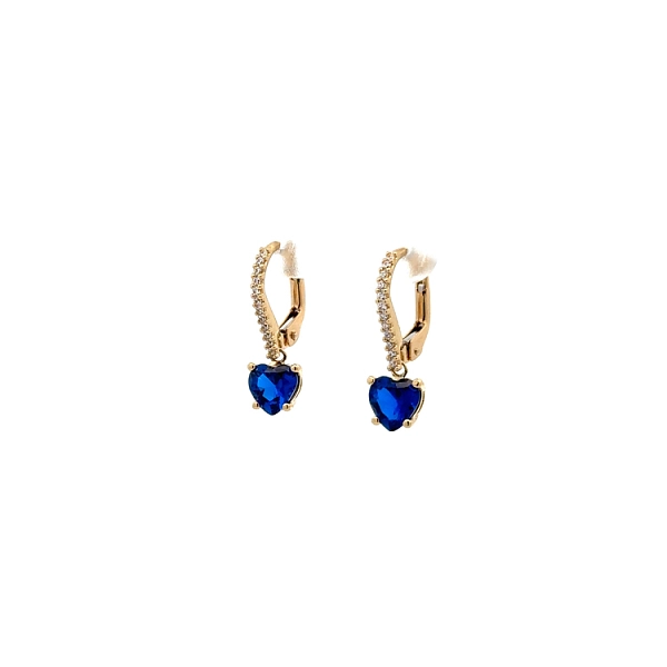 Timeless dangle earrings decorated with sapphire and zircons