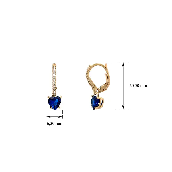 Timeless dangle earrings decorated with sapphire and zircons