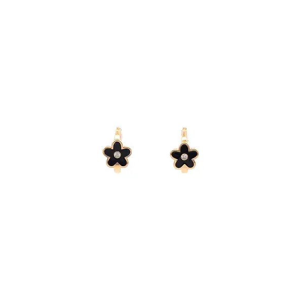 Gold Earrings Flower with Zircons