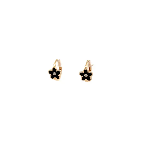 Gold Earrings Flower with Zircons