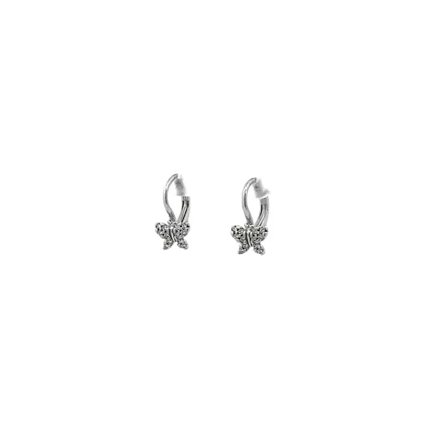 Earrings Butterfly with White Gold Zircons