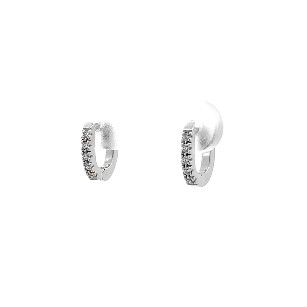 Round Earrings with White Gold Zircons