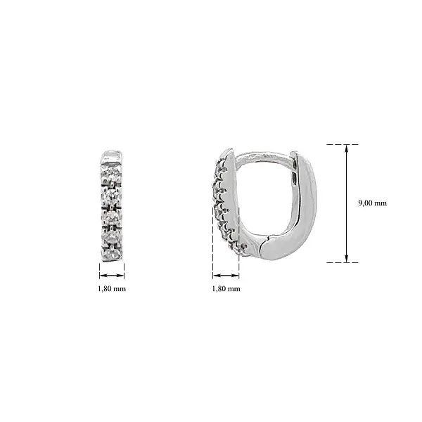 Round Earrings with White Gold Zircons