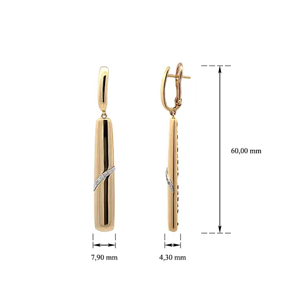 Vibrant dangle earrings - Combining the Elegance of Yellow Gold and Zircones