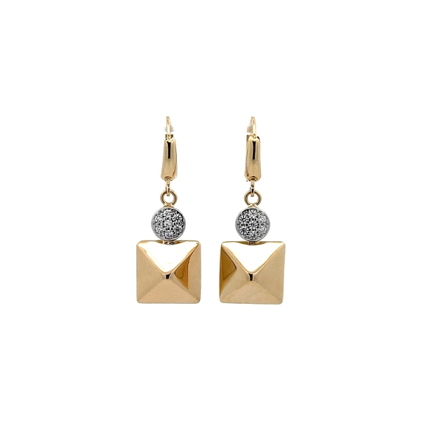 Pendant Earrings with Zircones in Gold