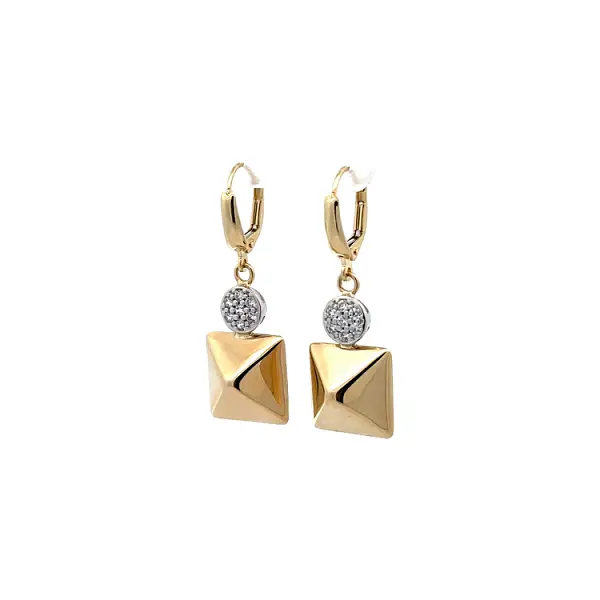 Pendant Earrings with Zircones in Gold