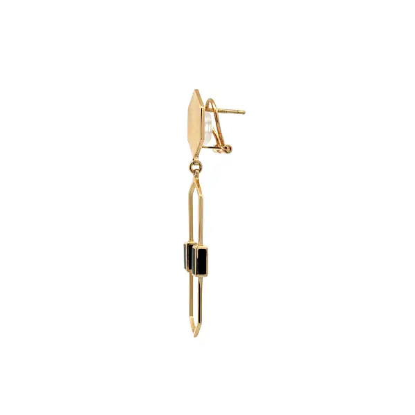 Gold Pendant Earrings with Enamel