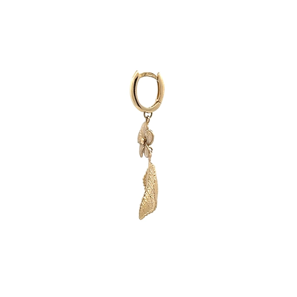 Gold Pendant Earrings Inspired by Nature - Flower and Leaf