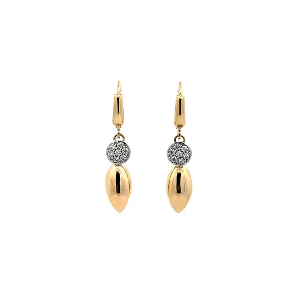 Pendant Earrings with Zircones in Gold