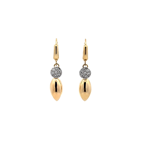 Pendant Earrings with Zircones in Gold