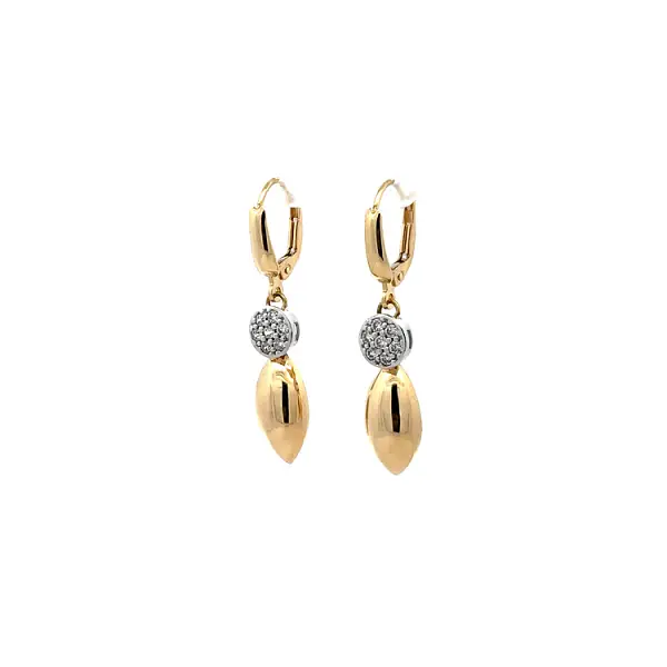 Pendant Earrings with Zircones in Gold