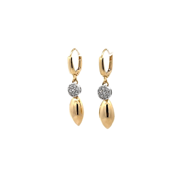 Pendant Earrings with Zircones in Gold