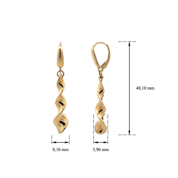 Luxury Gold dangle earrings with unique twisted effect