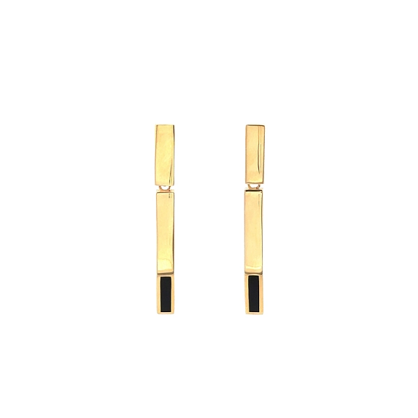 Gold Pendant Earrings with Enamel