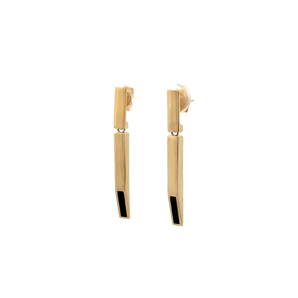 Gold Pendant Earrings with Enamel