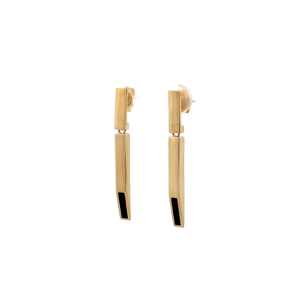 Gold Pendant Earrings with Enamel